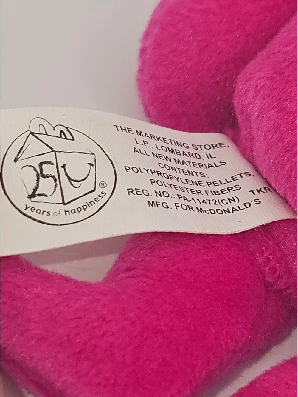2004 McDonald's Ty Teenie Beanie Baby Burger the Bear Pink